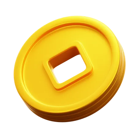 Chinese Gold Coin 3D Icon