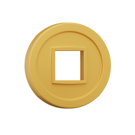 Chinese Gold Coin 3D Icon