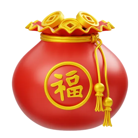 Chinese Gold Coin Bag  3D Icon