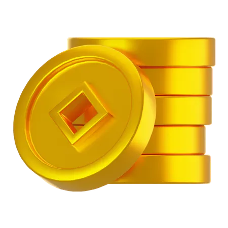 Chinese Gold Coin Stack  3D Icon