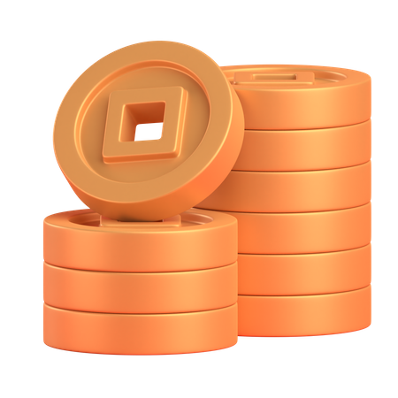 Chinese gold coin stack  3D Icon