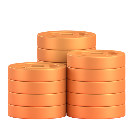 Chinese gold coin stack 3D Illustration