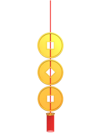 Chinese gold coin strand  3D Illustration