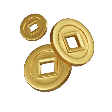 Chinese Gold Coins  3D Icon