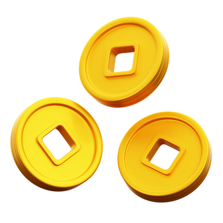 Chinese Gold Coins  3D Icon