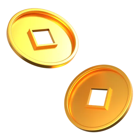 Chinese gold coins 3D Illustration