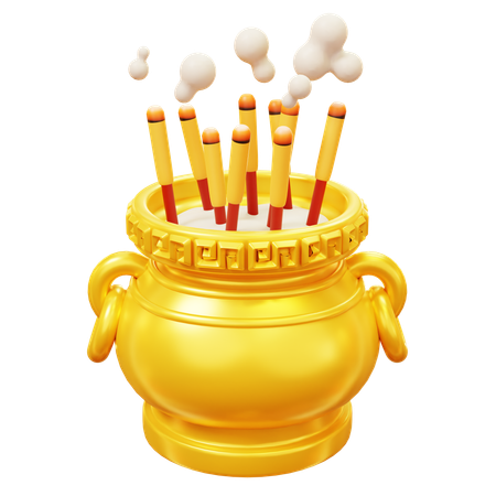 Chinese gold incense pot  3D Icon