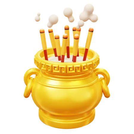 Chinese gold incense pot  3D Icon