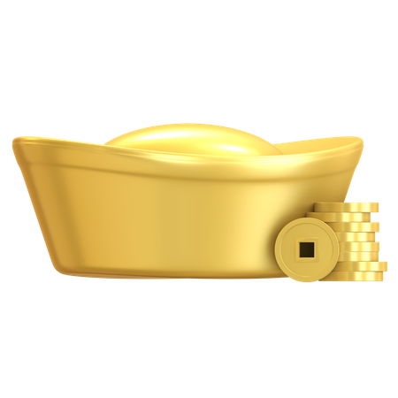 Chinese gold ingot  3D Illustration