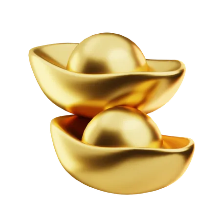 Chinese gold ingots  3D Icon