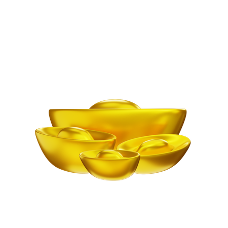 Chinese gold ingots  3D Illustration