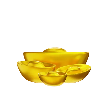 Chinese gold ingots  3D Illustration