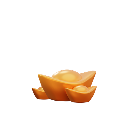 Chinese Gold Ingots  3D Illustration