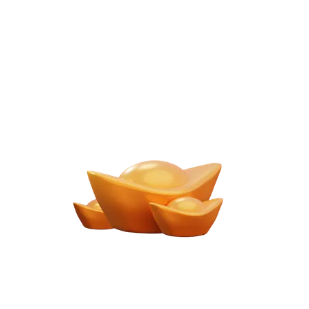 Chinese Gold Ingots  3D Illustration