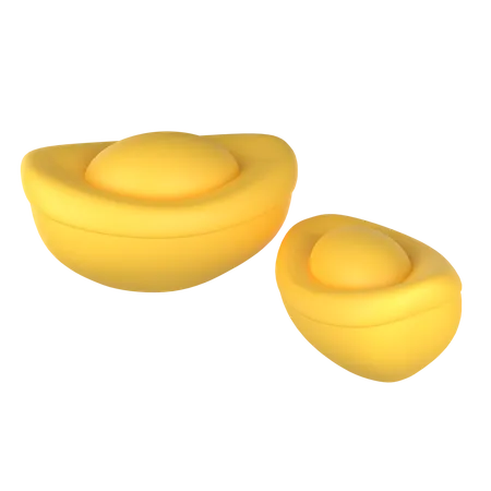 Chinese Gold Ingots  3D Illustration