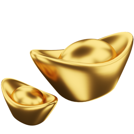 Chinese Gold Ingots  3D Illustration