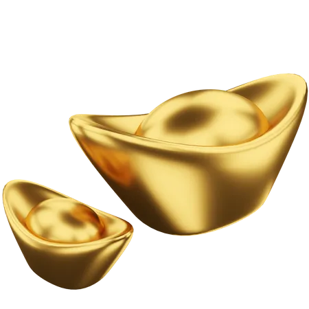 Chinese Gold Ingots  3D Illustration