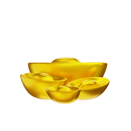 Chinese gold ingots 3D Illustration