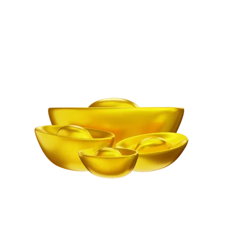 3 D Rendering Chinese New Year Ingots Illustration Object 3D Illustration