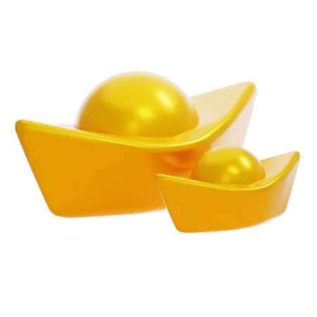 Chinese Golden Ingots  3D Icon