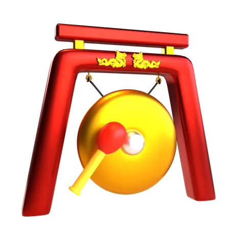 Chinese New Year Icon Gong Drum 3 D Render 3D Icon