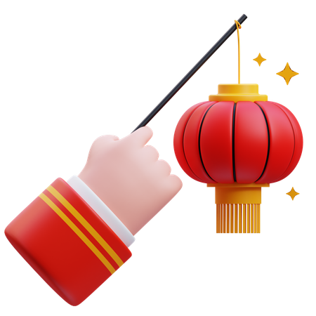Chinese Hand Holding Chinese Lantern  3D Icon