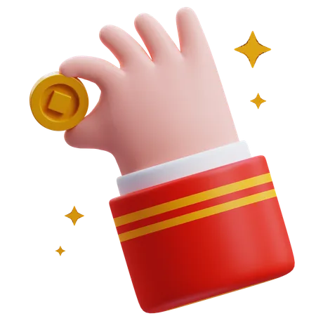 Chinese Hand Holding Coin  3D Icon