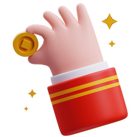 Chinese Hand Holding Coin  3D Icon