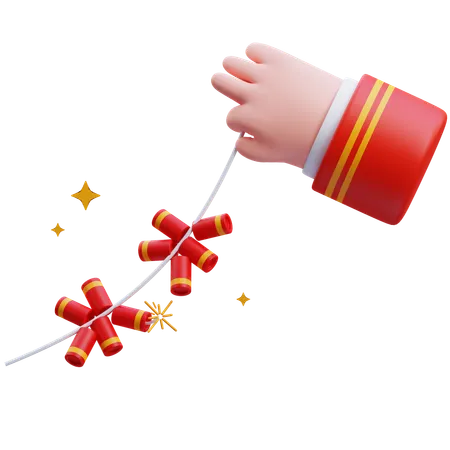 Chinese Hand Holding Hold Firecrackers  3D Icon