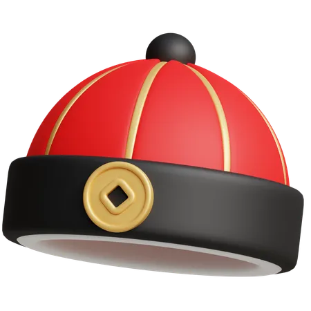 This 3 D Icon Of A Traditional Chinese Hat Is Ideal For Cultural And Festive Projects Particularly Those Related To Chinese New Year 3D Icon