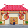 3d chinese house logo