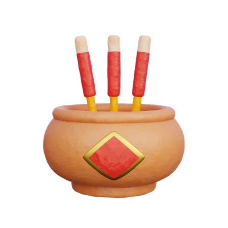 3 D Chinese Incense Pot 3D Icon