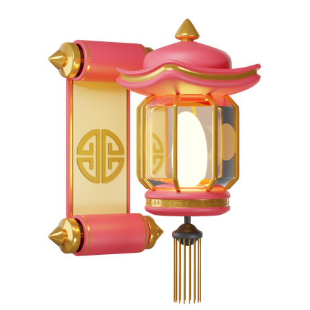 Chinese lamp and scrolls  3D Icon