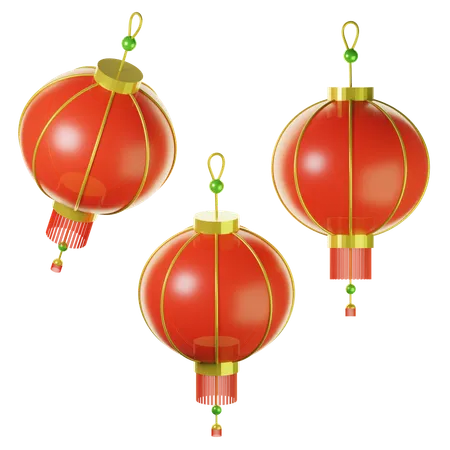 3 D Chinese Lantern On Three Points Of View 3D Icon
