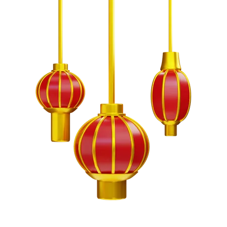 3 D Rendering Chinese New Year Lanterns Illustration Object 3D Illustration