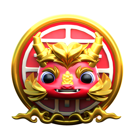 Chinese Lion Head  3D Icon