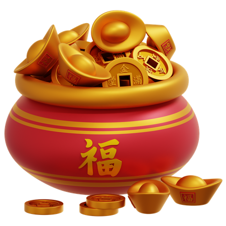 Chinese Lucky Money Jar  3D Icon