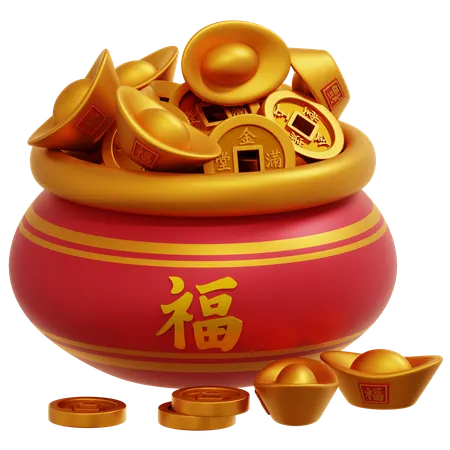 Chinese Lucky Money Jar  3D Icon