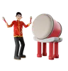 Chinese Man Playing Gong