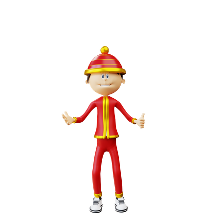 Chinese man Showing thumbs up  3D Icon
