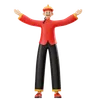Chinese Man Standing With Open Arms