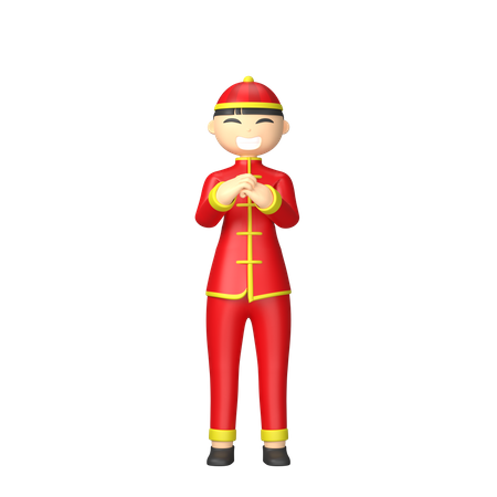 Chinese man waiting for guests 3D Illustration