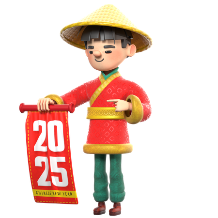 Chinese mit Flagge  3D Illustration