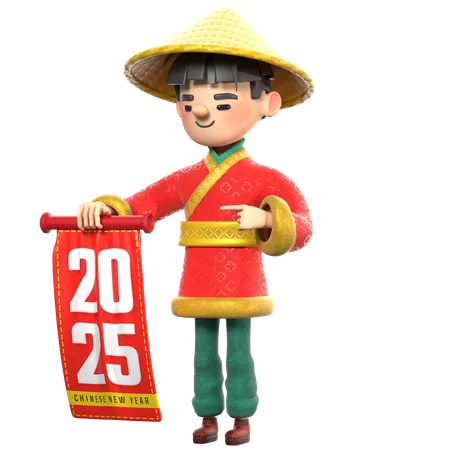 Chinese mit Flagge  3D Illustration