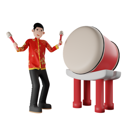 Chinese spielt Gong  3D Icon
