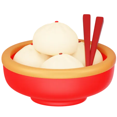 Chinese Food Dumplings 3 D Icon Render 3D Icon