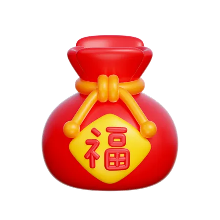 Chinese Money Bag  3D Icon