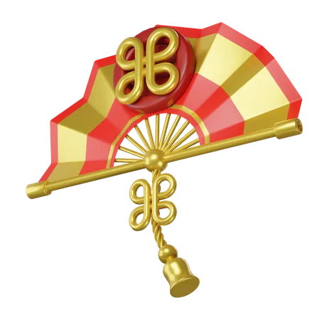 Fan With Chinese New Year Decorations 3D Icon
