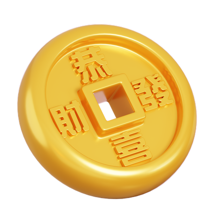 Chinese New Year Coin  3D Icon