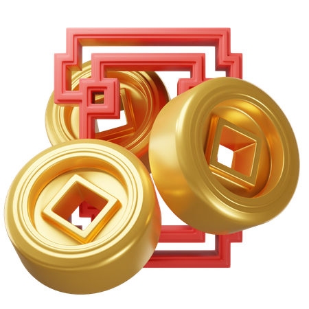 Chinese new year coins  3D Icon